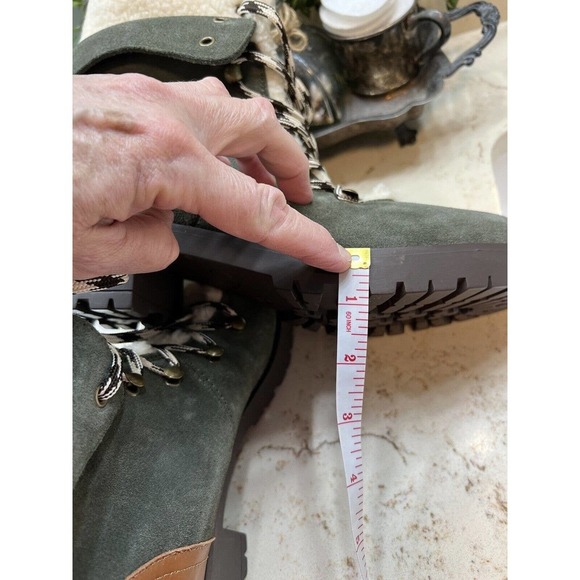 Skechers Air Cooled Memory Foam Lace Up Suede Leather Boots Green Size 10 New - Picture 7 of 11